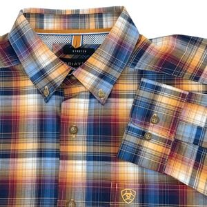 Ariat Pro Series Mens Med Stretch Long Sleeve Plaid Button Down Shirt